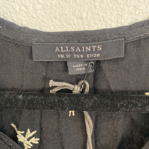 AllSaints Rosi Bamboo Dress Sz 6 Puffed Sleeves Black Whimsigoth Grunge Punk - Picture 4 of 16